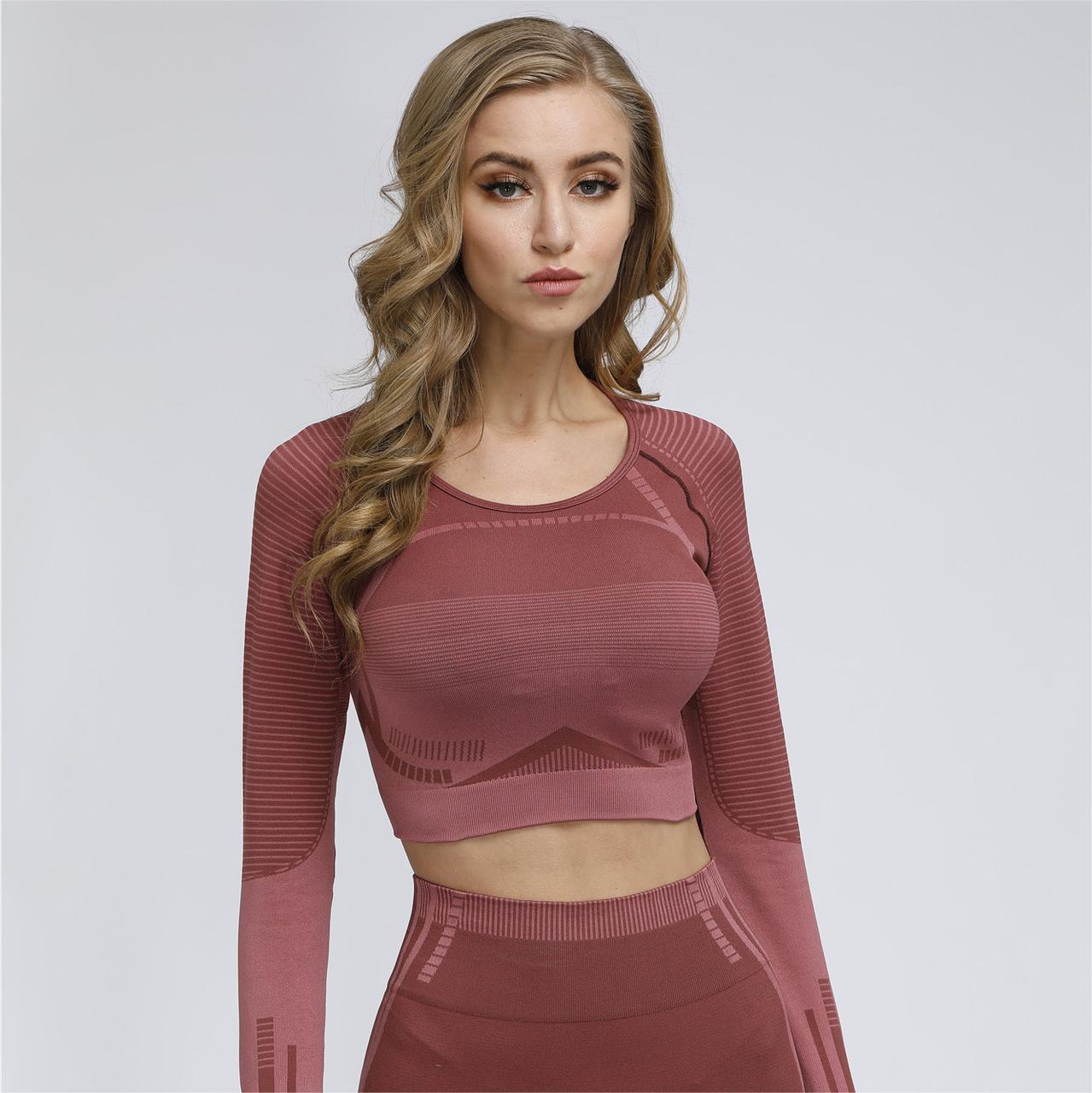 Small Jacquard Seamless Fitness Long Sleeve Set